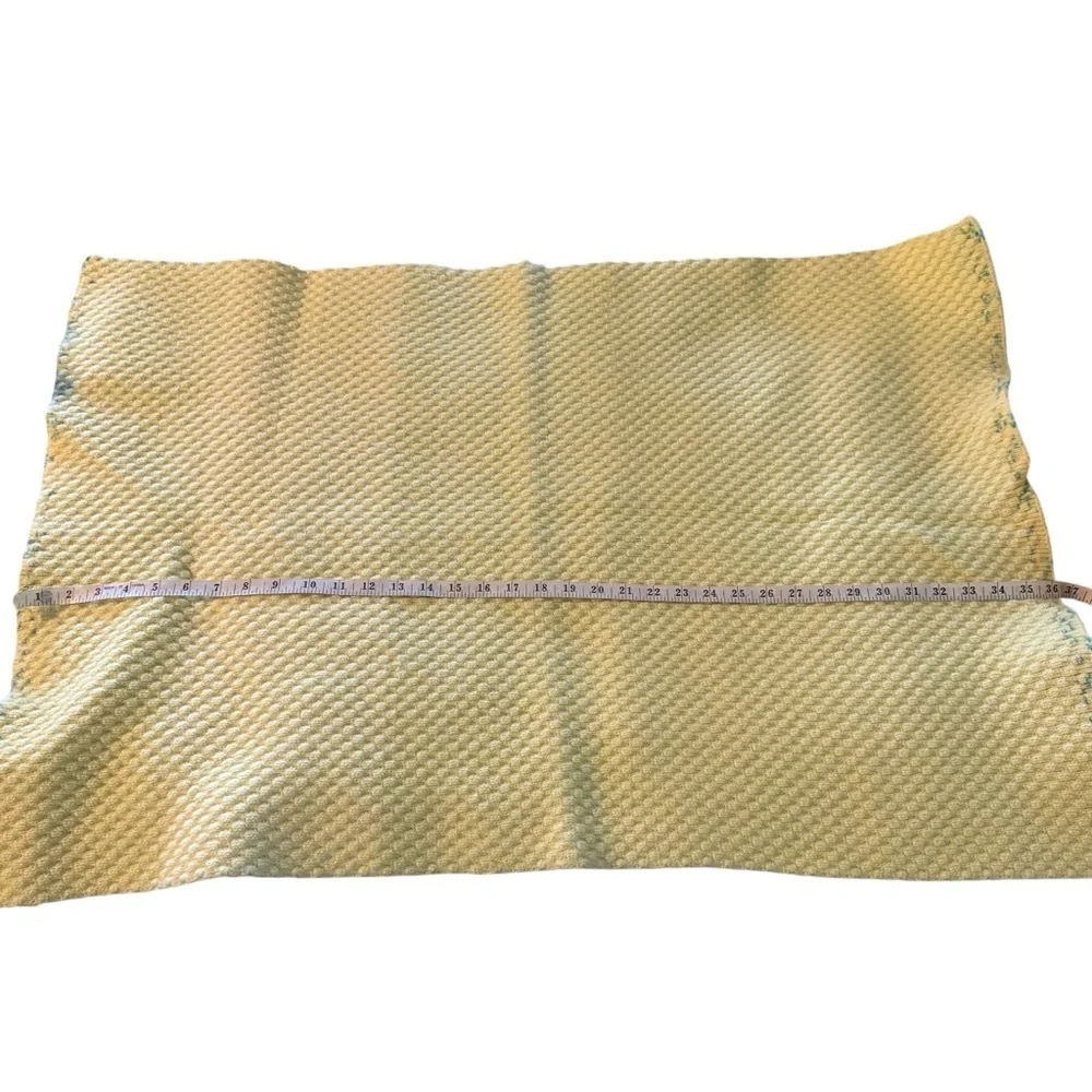 Handmade Vintage Cozy Waffle Knit Throw Blanket - Yellow